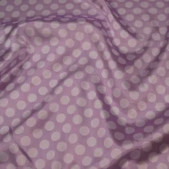Satin Polka Dot Table Runner in White and Lilac
