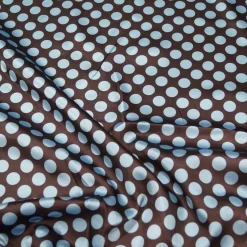 Satin Polka Dot Table Runner in Blue and Brown