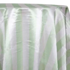 2" Satin Stripe Table Linen in White and Mint