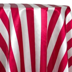 2" Satin Stripe Table Linen in White and Fuchsia