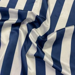 2" Satin Stripe Table Linen in White and Navy