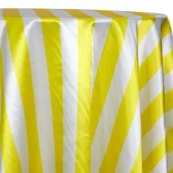 2" Satin Stripe Table Linen in White and Yellow
