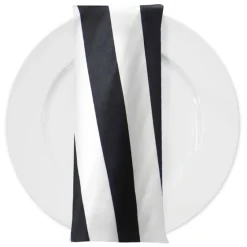 2" Satin Stripe Table Napkin in Black and White