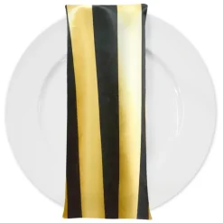 2" Satin Stripe Table Napkin in Gold and Black