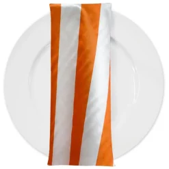 2" Satin Stripe Table Napkin in White and Orange