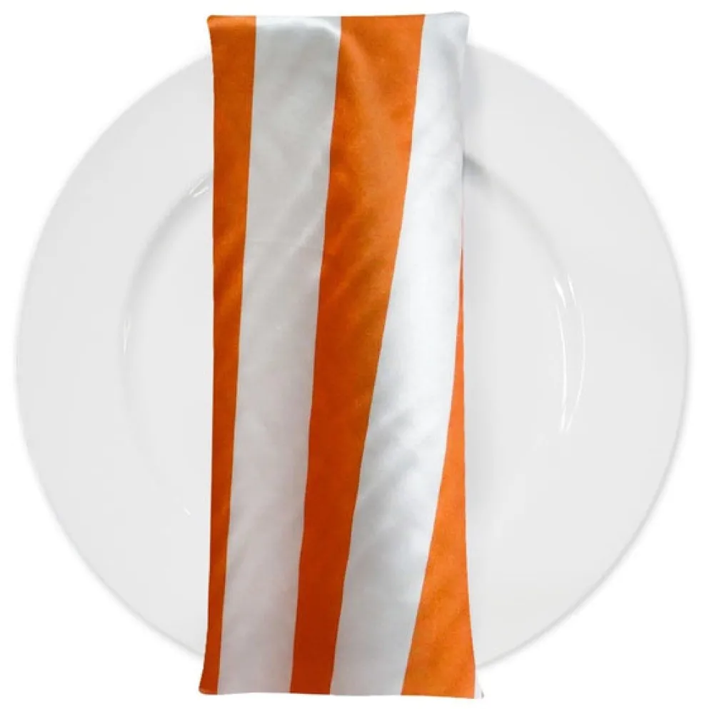 2" Satin Stripe Table Napkin in White and Orange