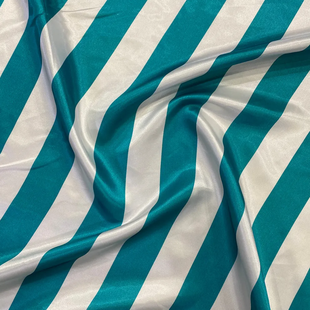 2" Satin Stripe Table Runner in White and Jade