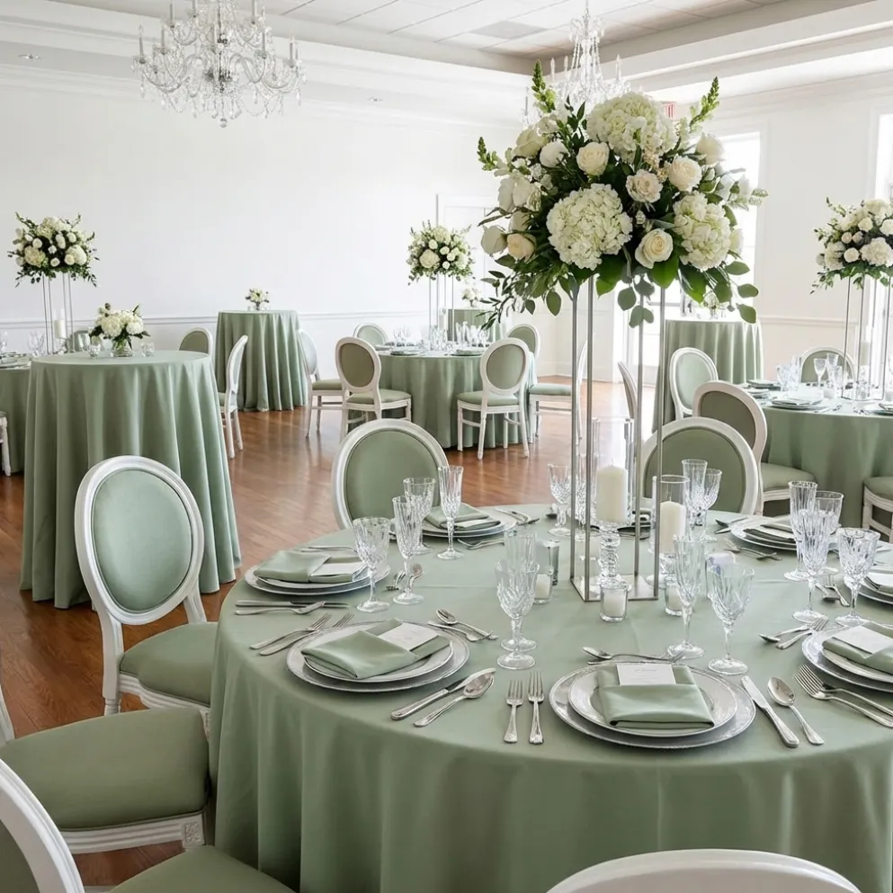 Scuba (Wrinkle-Free) Table Linen in Sage Mint