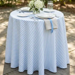 Seersucker (Poly Print) Table Linen in Lt Blue