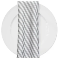 Seersucker (Poly Print) Table Napkin in Silver