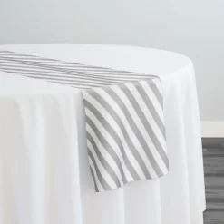 Seersucker (Poly Print) Table Runner in Silver