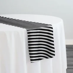 Seersucker (Poly Print) Table Runner in Black