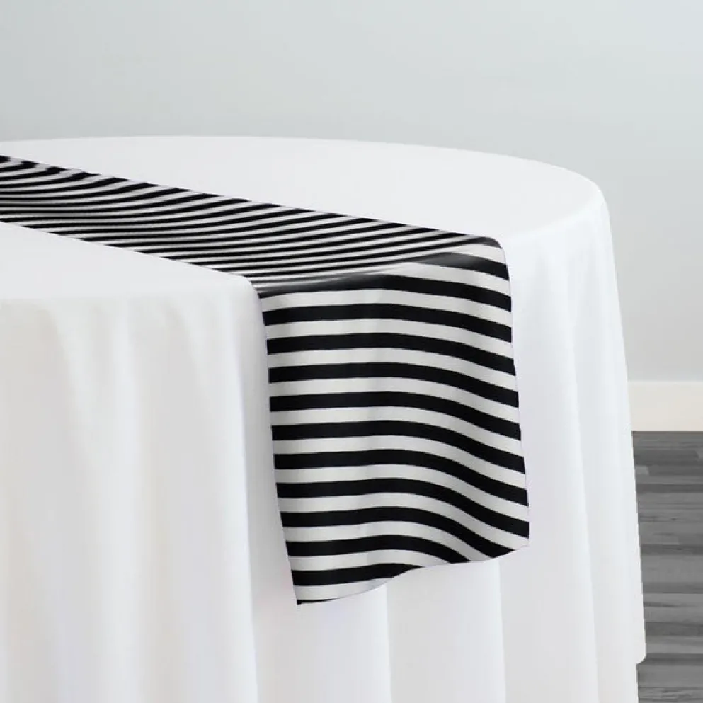 Seersucker (Poly Print) Table Runner in Black