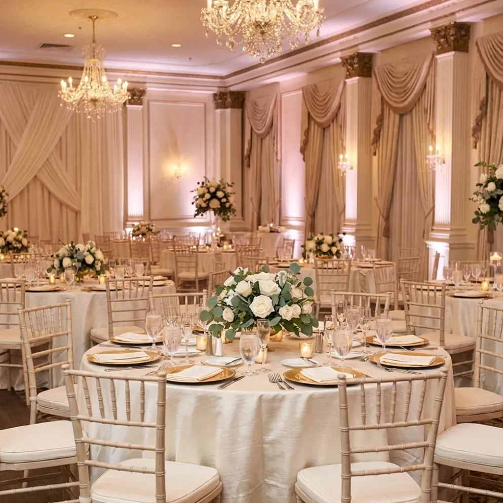 Shantung Satin (Reversible) Table Linen in Ivory