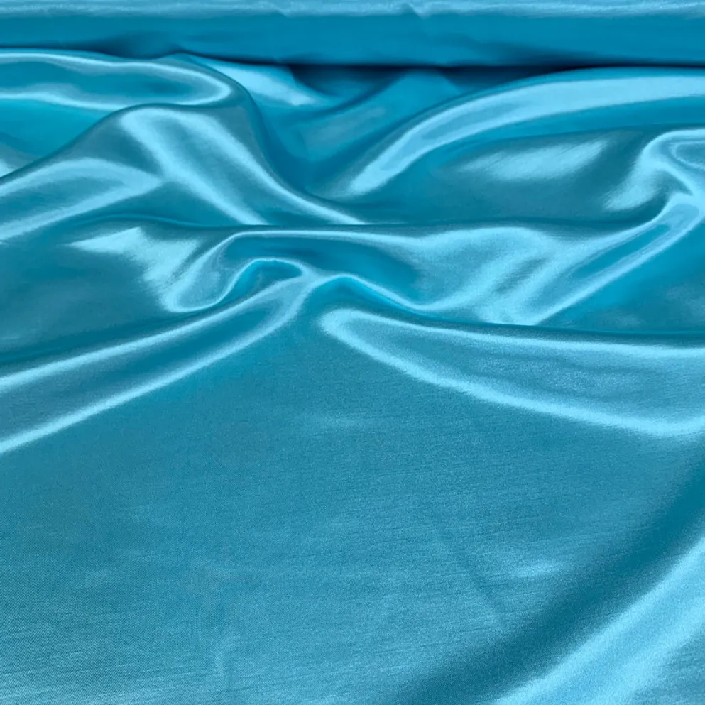 Shantung Satin (Reversible) Table Linen in Aqua