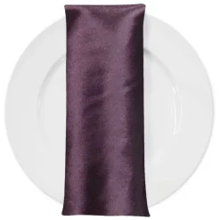Shantung Satin (Reversible) Table Napkin in Eggplant