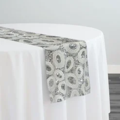 Sienna Design Table Runner in Silver White