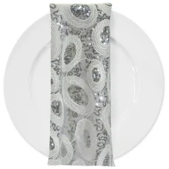 Sienna Design (w/ Poly Lining) Table Napkin in Silver and White