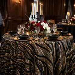 Skyfall Sequins Table Linen in Black and Gold