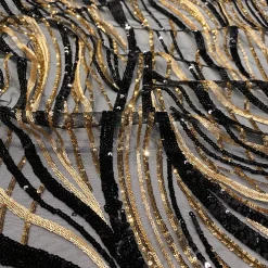 Skyfall Sequins Table Linen in Black and Gold