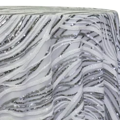 Skyfall Sequins Table Linen in Silver and White