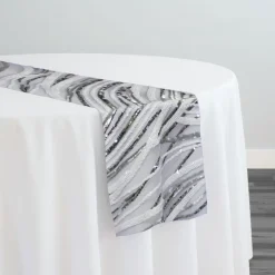 Skyfall Sequins Table Runner in Silver and White