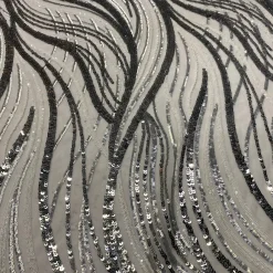 Skyfall Sequins Table Runner in Silver and Silver