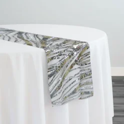 Skyfall Sequins Table Runner in Silver and Silver