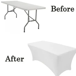 Spandex (6'x30") Banquet Table Cover in White