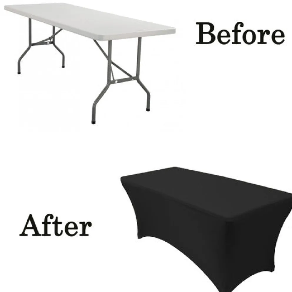 Spandex (8'x30") Banquet Table Cover in Black
