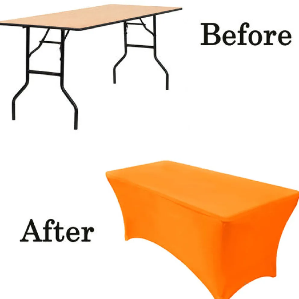 Spandex (6'x30") Banquet Table Cover in Orange