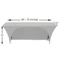 Spandex (6'x18") Classroom Banquet Table Cover in Silver