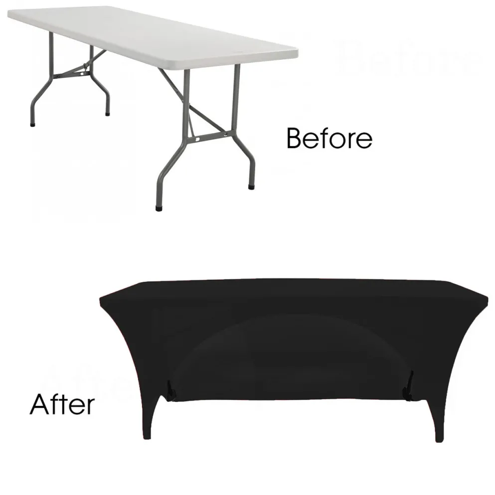 Spandex (8'x30" Open Back) Banquet Table Cover in Black