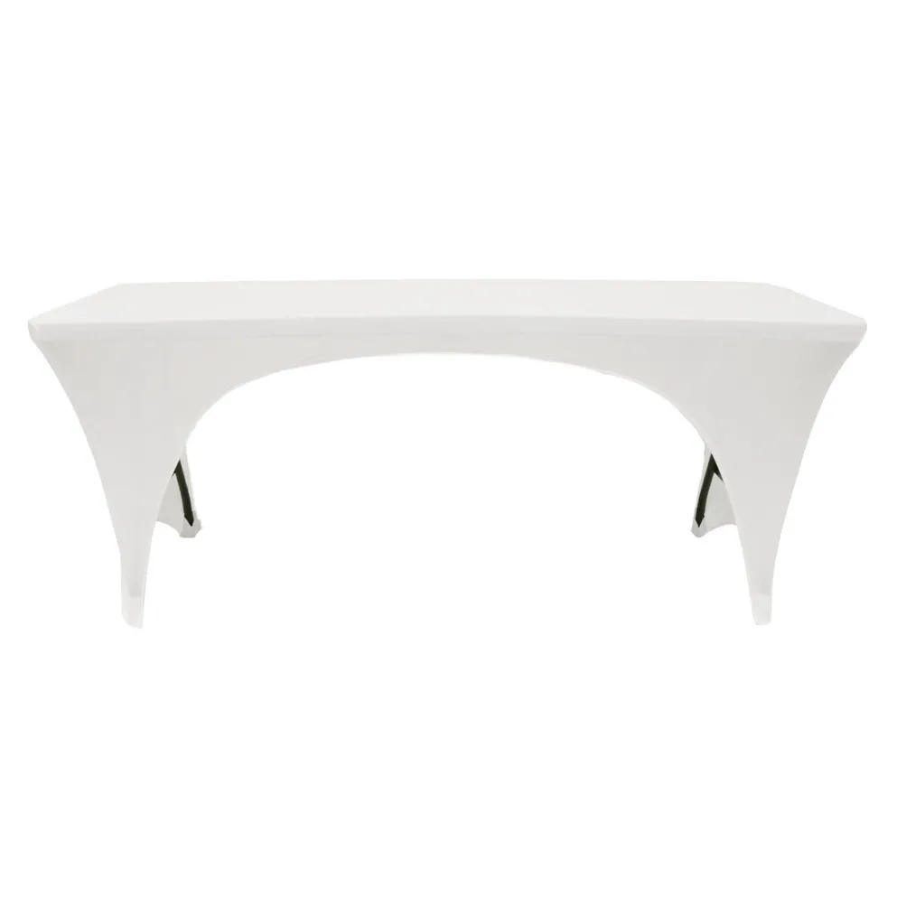 Spandex (6'x30" Open Sides) Banquet Table Cover in White
