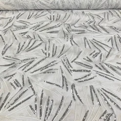 Sparkle Sequins Table Runner in Silver and White