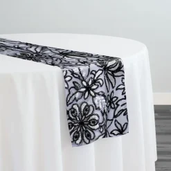 Starlight Sequins Table Runner in Black and White