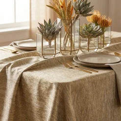 Sterling Jacquard Table Linen in Gold