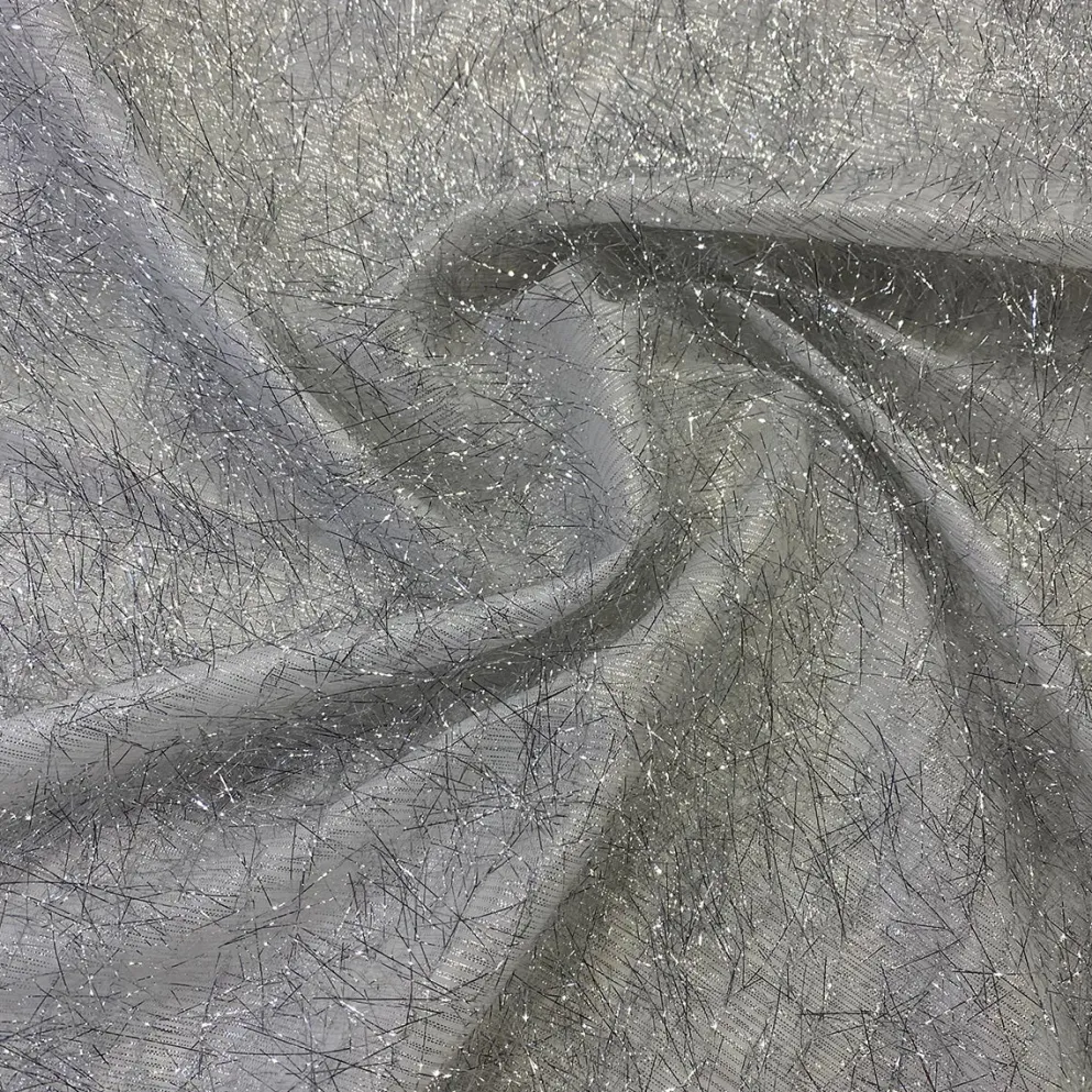 String Metallic Table Linen in White and Silver