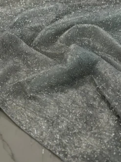 String Metallic Table Linen in White and Silver