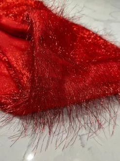 String Metallic Table Linen in Red