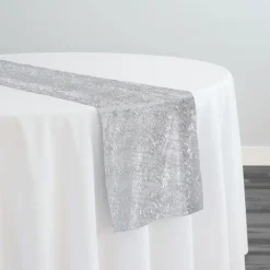 String Metallic Table Runner in White and Silver