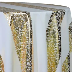 Stripe (Metallic Print) Table Linen in White and Gold