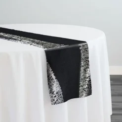Stripe (Metallic Print) Table Runner in Black and Silver