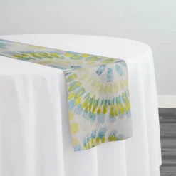 Sundaze Jacquard (Reversible) Table Runner in Turquoise and Yellow
