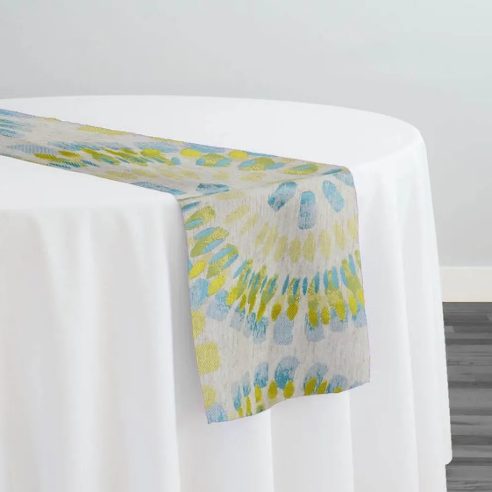 Sundaze Jacquard (Reversible) Table Runner in Turquoise and Yellow