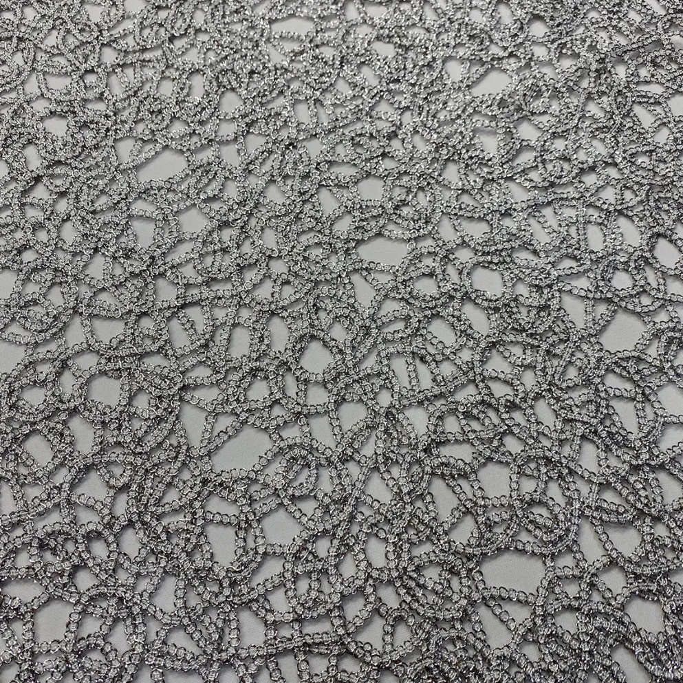 Swirl Chain Lace (w/ Poly Lining) Table Napkin in Silver