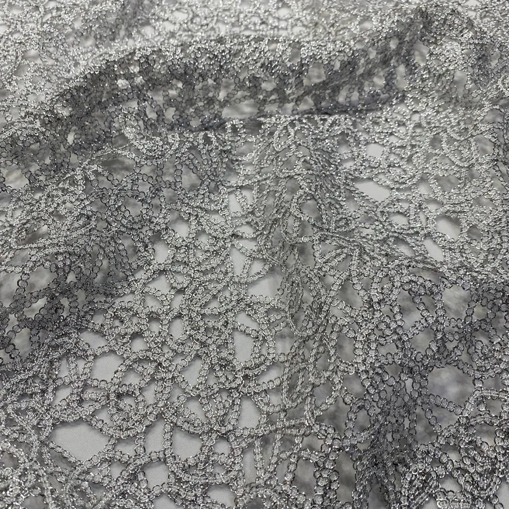 Swirl Chain Lace (w/ Poly Lining) Table Napkin in Silver