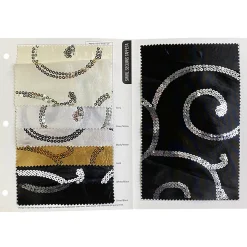 Swirl Sequins Taffeta Table Linen in Gold