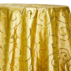 Swirl Sequins Taffeta Table Linen in Gold