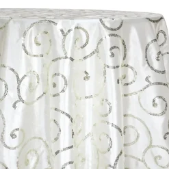 Swirl Sequins Taffeta Table Linen in Ivory